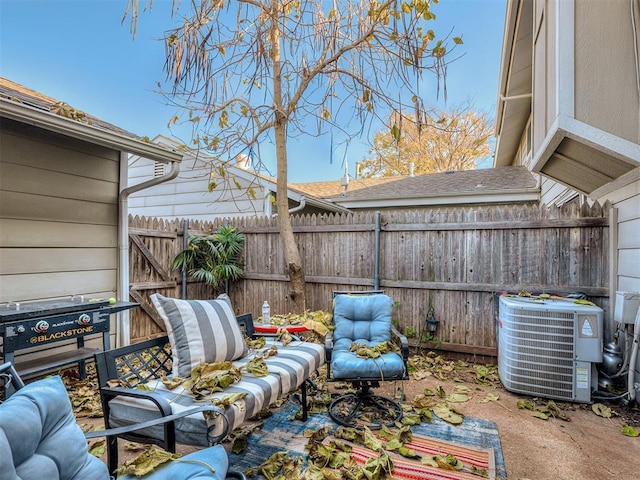 view of patio featuring central air condition unit