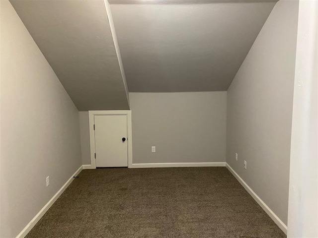 additional living space featuring carpet floors and lofted ceiling