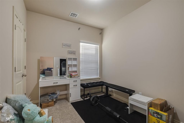 view of carpeted office space