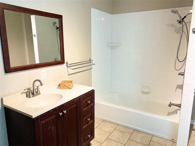 bathroom with vanity, shower / washtub combination, and tile patterned flooring