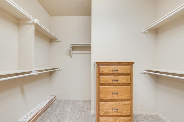 spacious closet with light colored carpet