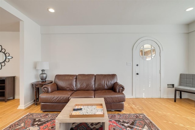 living room with hardwood / wood-style floors