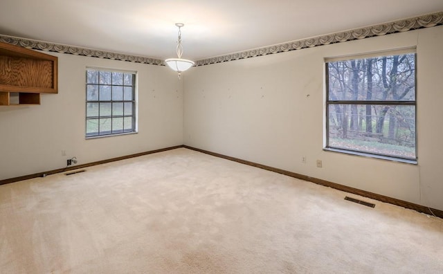 unfurnished room with carpet flooring and a wealth of natural light