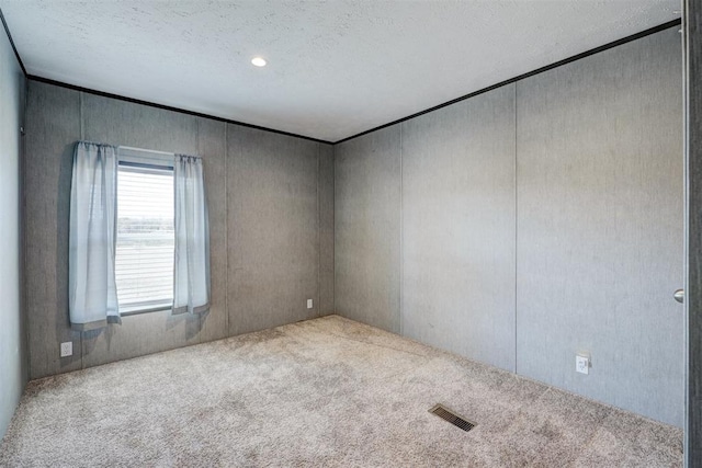 spare room featuring carpet floors and a textured ceiling