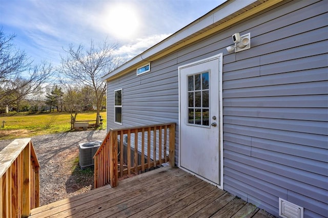 wooden deck with central AC