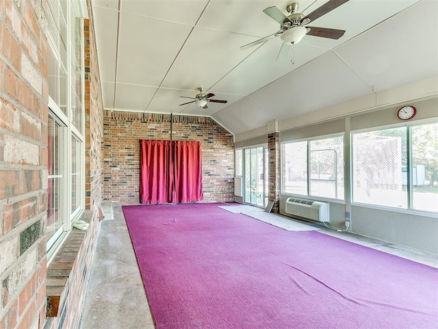 826 S Mustang Rd, Tuttle, OK 73089 - unfurnished sunroom with a ceiling fan, vaulted ceiling, and cooling unit
