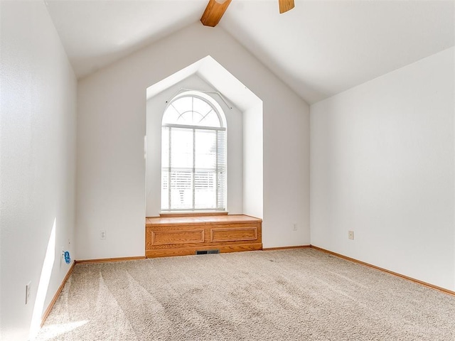 826 S Mustang Rd, Tuttle, OK 73089 - unfurnished room featuring a ceiling fan, carpet, and lofted ceiling