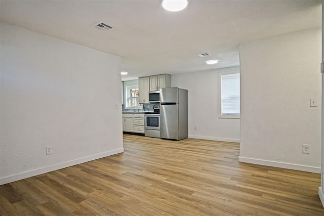 unfurnished living room featuring light hardwood / wood-style flooring