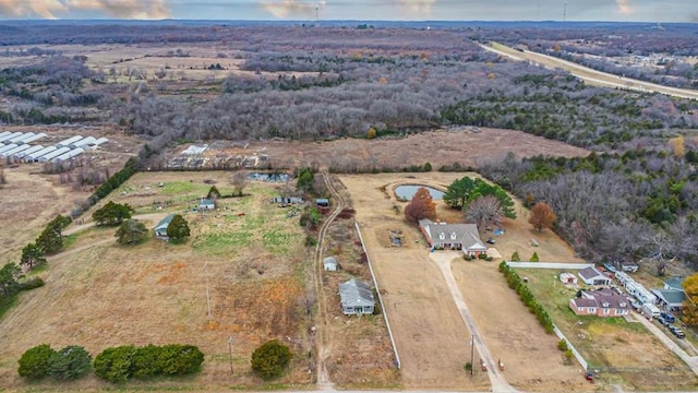 view of aerial view at dusk