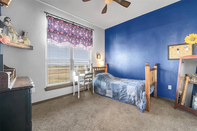 bedroom with carpet and ceiling fan