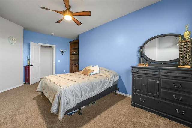 bedroom featuring carpet flooring and ceiling fan