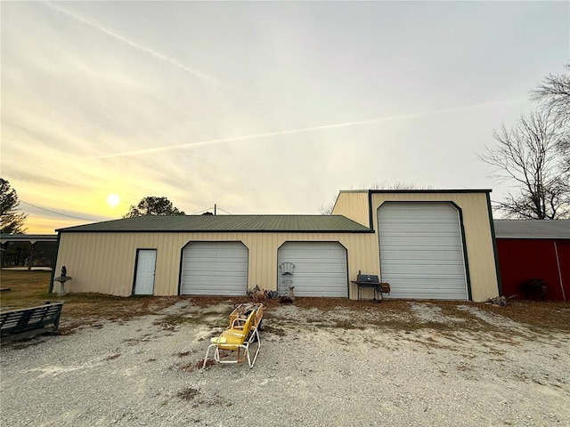 view of detached garage