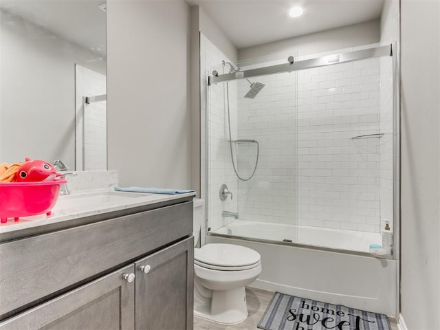 4408 Moonlight Rd, Mustang, OK 73064 - full bath with vanity, enclosed tub / shower combo, and tile patterned flooring