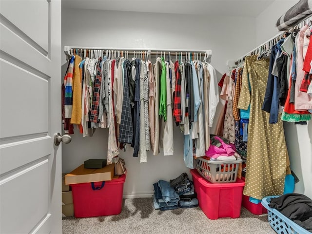 spacious closet with carpet flooring