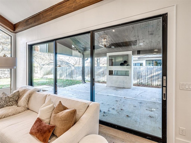 entryway with a healthy amount of sunlight and light hardwood / wood-style floors