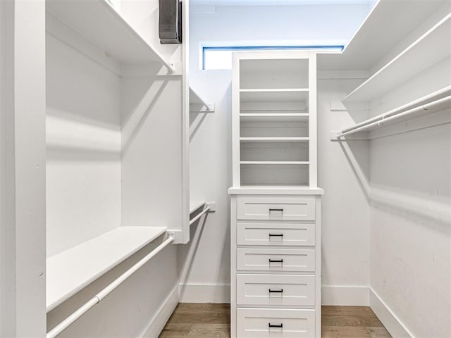 walk in closet featuring light hardwood / wood-style floors