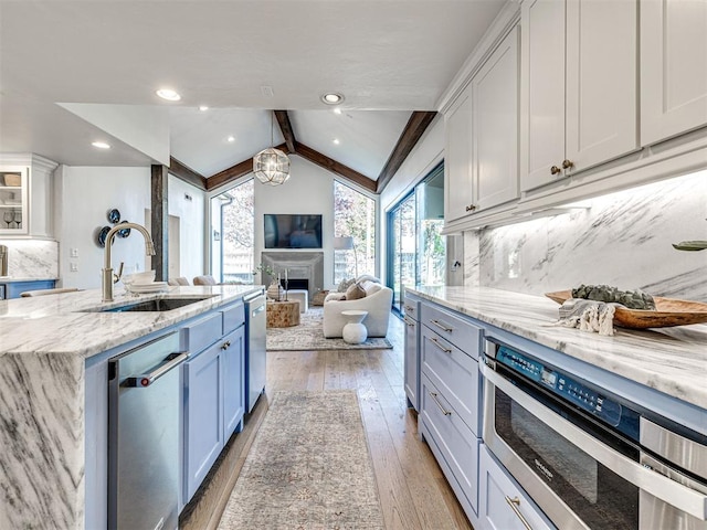 kitchen with white cabinets