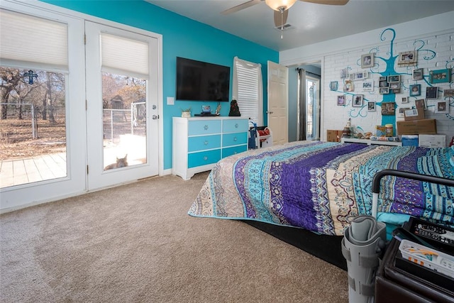 bedroom with carpet and ceiling fan