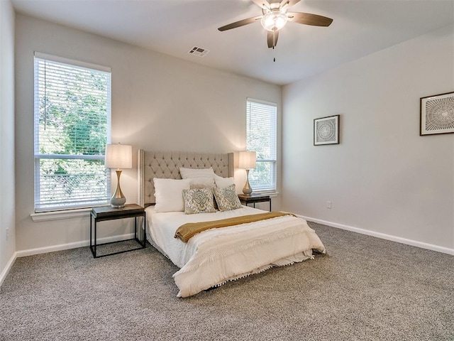 bedroom with carpet and ceiling fan