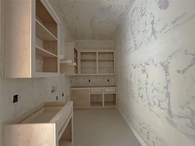 kitchen featuring open shelves