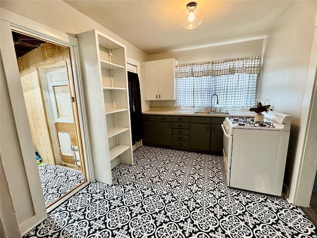 interior space featuring cabinets and sink