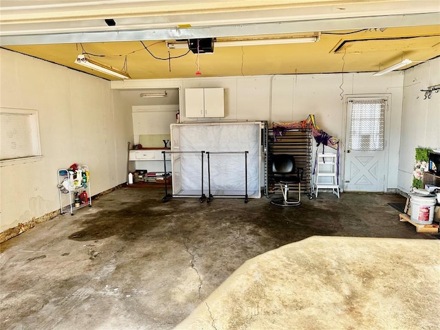 garage with a garage door opener