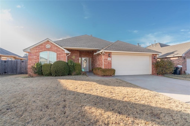 single story home with a garage