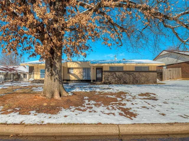 view of single story home