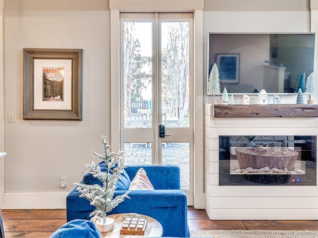 living area featuring hardwood / wood-style flooring