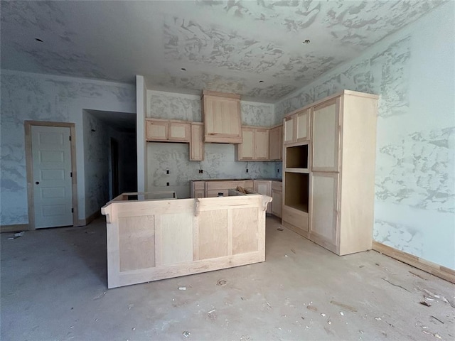 kitchen with light brown cabinetry