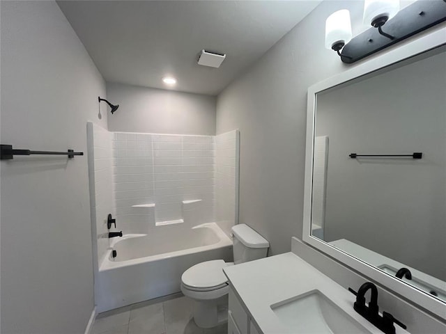 full bathroom featuring vanity, toilet, and tub / shower combination