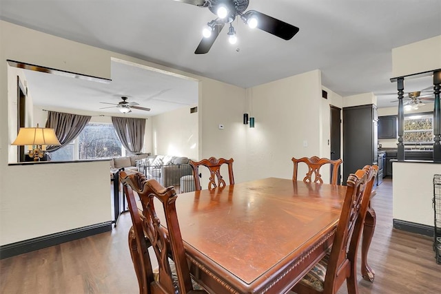 dining room featuring dark wood-type flooring