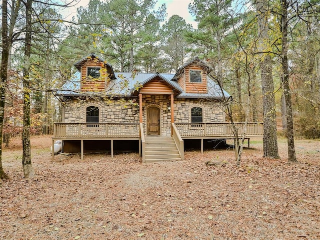 view of front of house with a deck