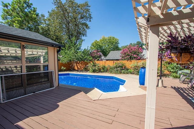 view of pool featuring a deck