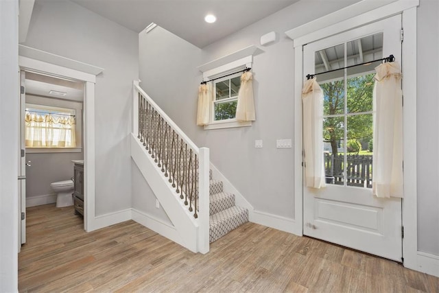 interior space with light hardwood / wood-style flooring