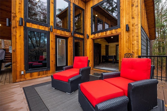 view of patio with a wooden deck