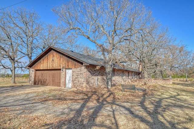 exterior space featuring a garage