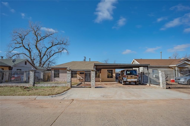 single story home with a carport