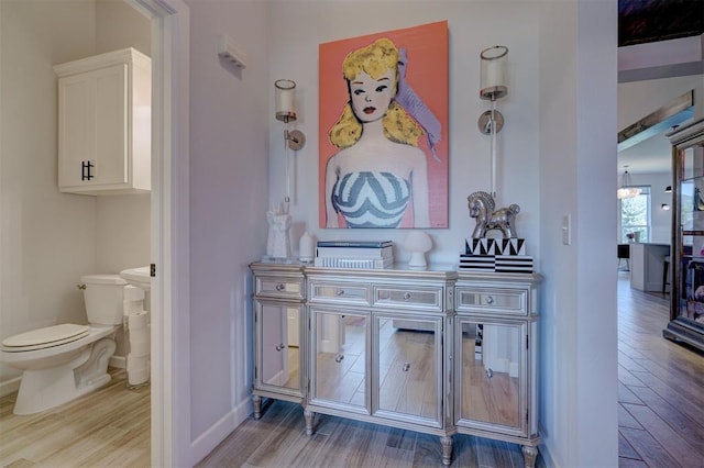 interior space featuring toilet and hardwood / wood-style flooring