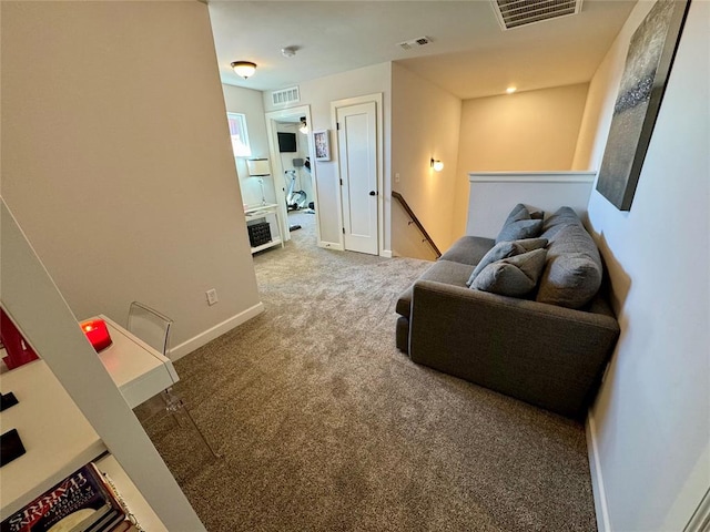 living room with carpet floors