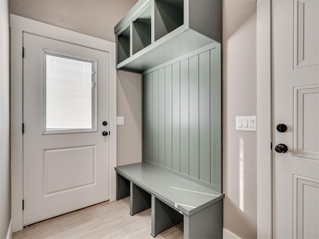 mudroom featuring light wood-type flooring