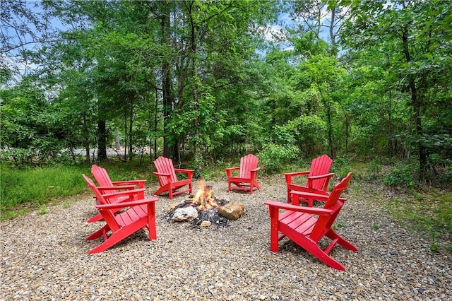 view of patio featuring a fire pit