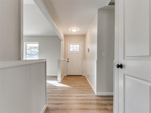 doorway featuring light hardwood / wood-style flooring