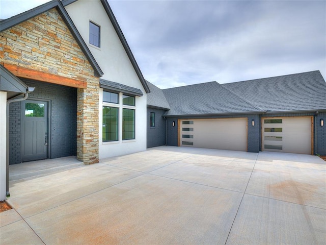 exterior space with a garage