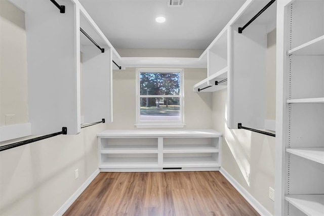 walk in closet featuring wood-type flooring