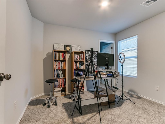 view of carpeted office