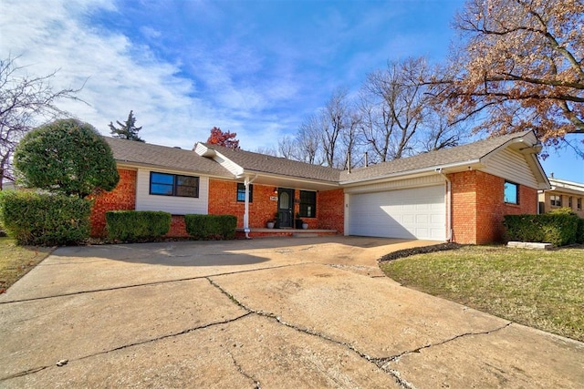 single story home with a garage