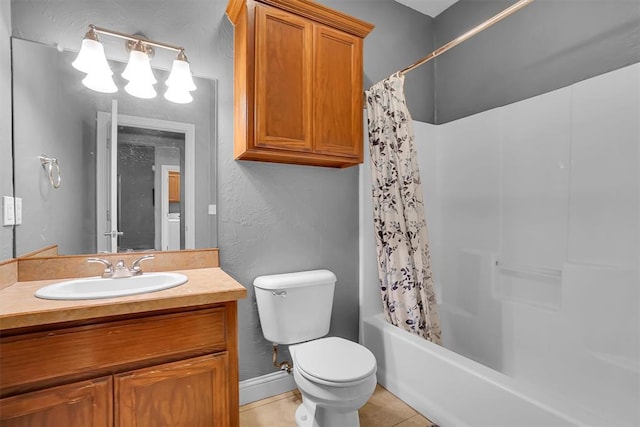 103 Ranch Rd, Elk City, OK 73644 - full bathroom featuring tile patterned floors, shower / tub combo with curtain, vanity, and toilet