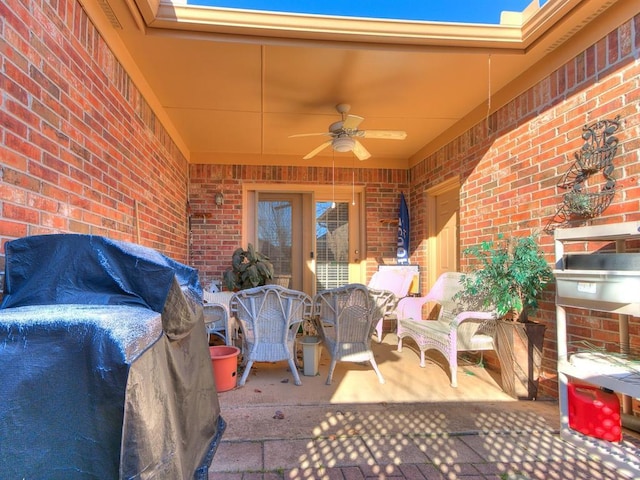 view of patio / terrace with ceiling fan