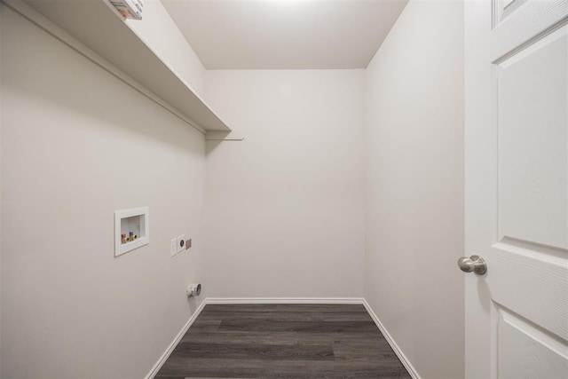 washroom featuring hookup for a washing machine, dark hardwood / wood-style flooring, and electric dryer hookup